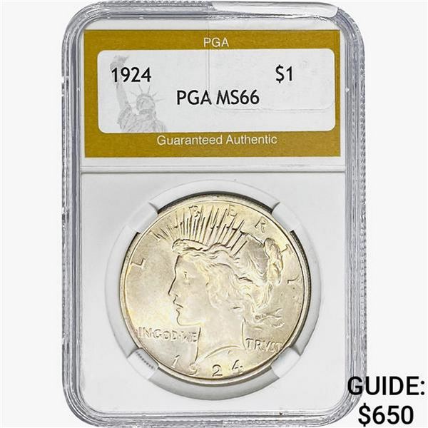 1924 Silver Peace Dollar PGA MS66