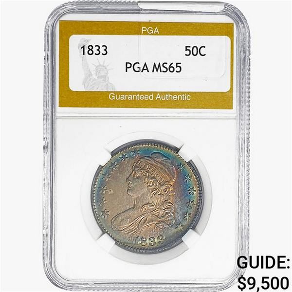 1833 Capped Bust Half Dollar PGA MS65
