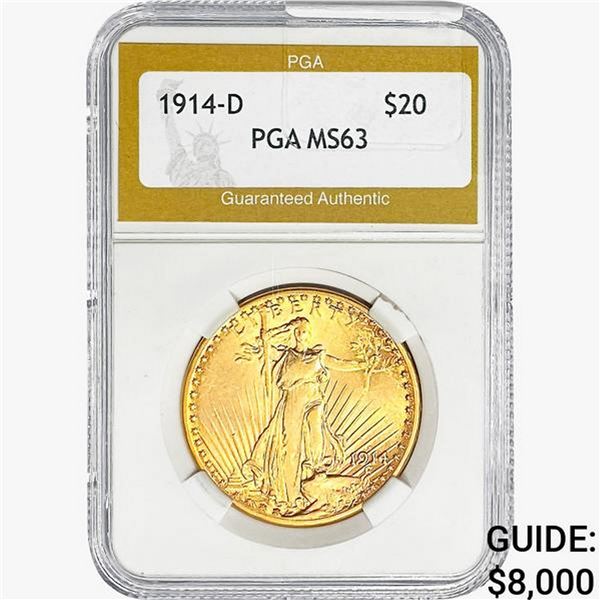 1914-D $20 Gold Double Eagle PGA MS63