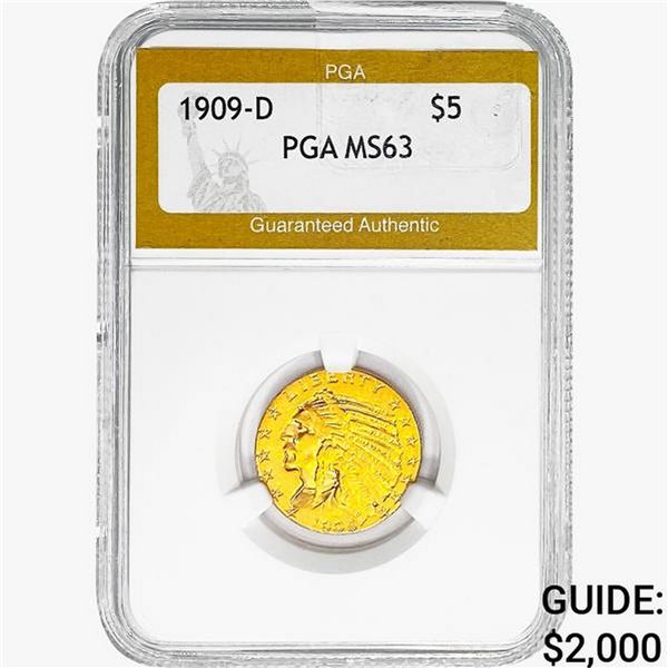 1909-D $5 Gold Half Eagle PGA MS63