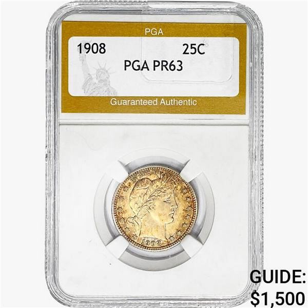 1908 Barber Quarter PGA PR63
