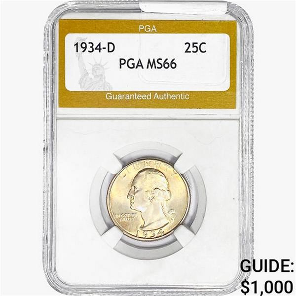 1934-D Washington Silver Quarter PGA MS66