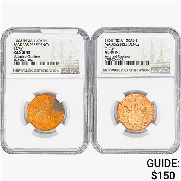 [2]1808 India 10Cash Madras Presidency NGC Genuine