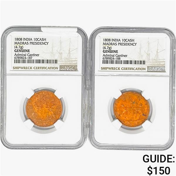 [2]1808 India 10Cash Madras Presidency NGC Genuine