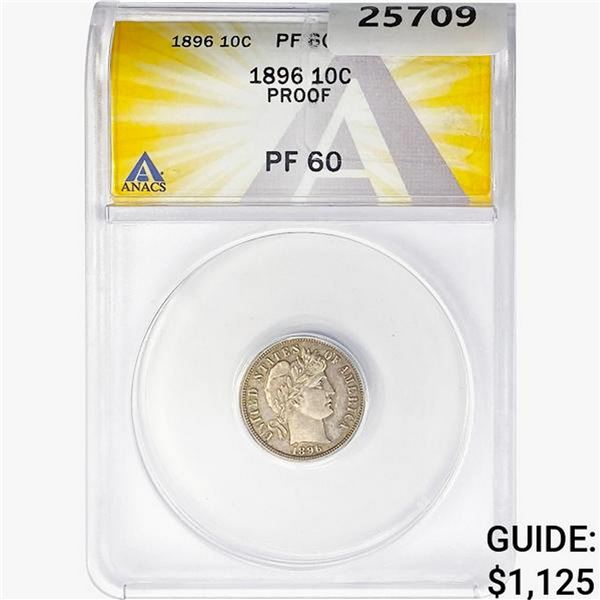 1896 Barber Dime ANACS PF60