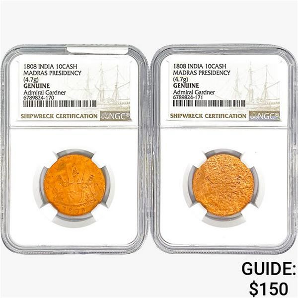 [2]1808 India 10Cash Madras Presidency NGC Genuine
