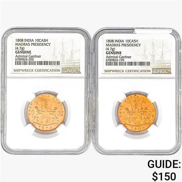 [2]1808 India 10Cash Madras Presidency NGC Genuine