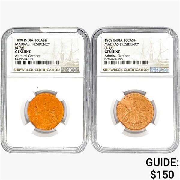[2]1808 India 10Cash Madras Presidency NGC Genuine