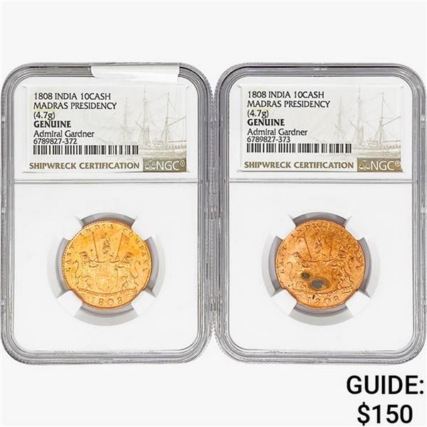 [2]1808 India 10Cash Madras Presidency NGC Genuine
