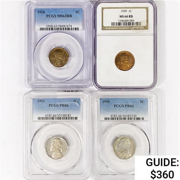 [4] US Varied Coinage NGC,PCGS PR,MS 1926-1951
