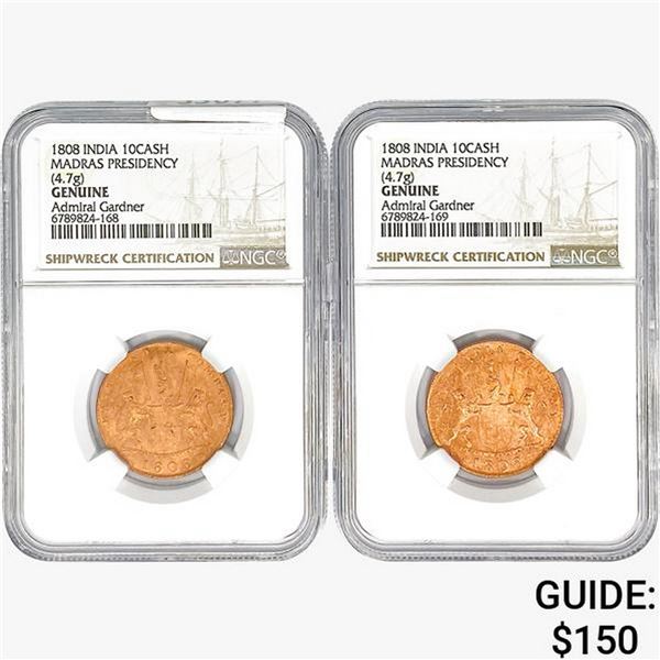 [2]1808 India 10Cash Madras Presidency NGC Genuine