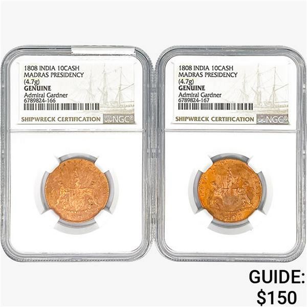 [2]1808 India 10Cash Madras Presidency NGC Genuine