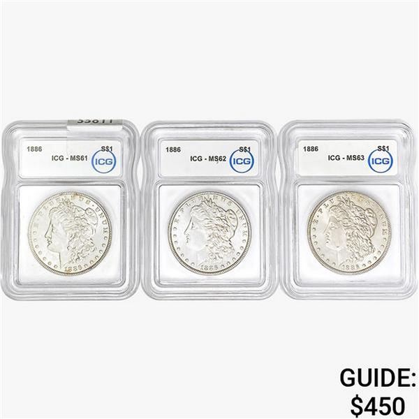 [3]1886 Morgan Silver Dollar ICG MS61-63