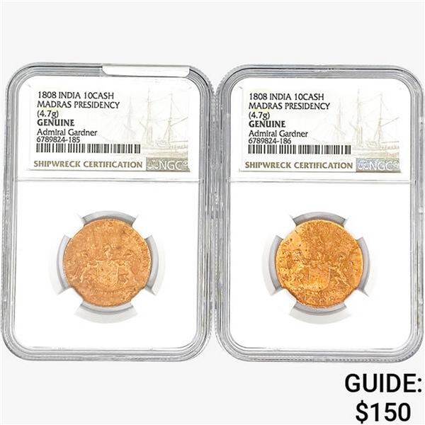 [2]1808 India 10Cash Madras Presidency NGC Genuine
