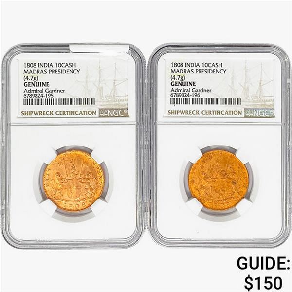 [2]1808 India 10Cash Madras Presidency NGC Genuine