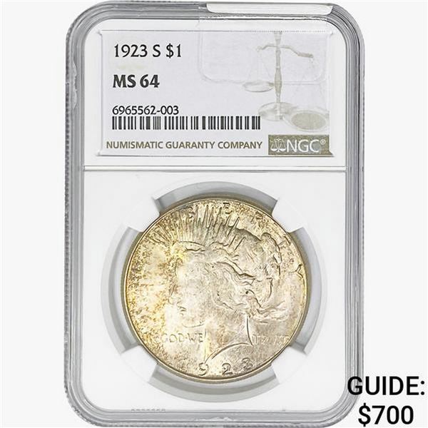 1923-S Silver Peace Dollar NGC MS64