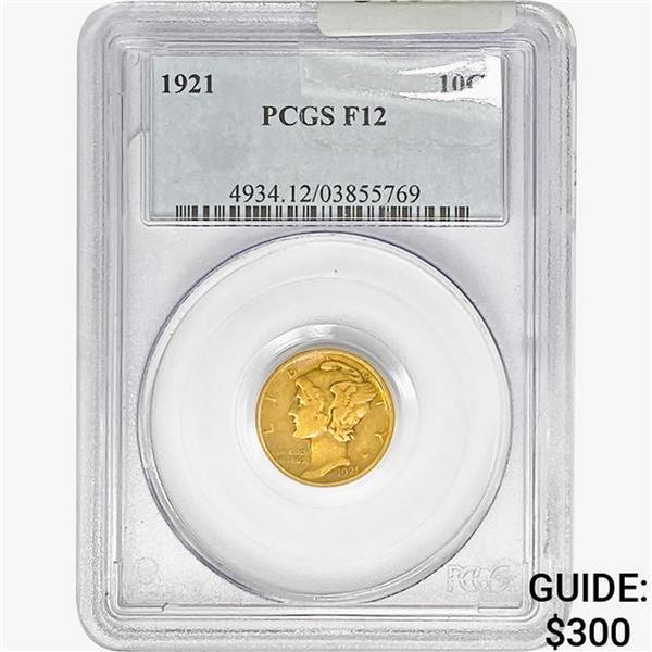 1921 Mercury Silver Dime PCGS F12
