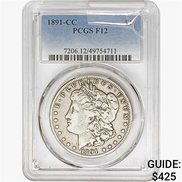 1891-CC Morgan Silver Dollar PCGS F12
