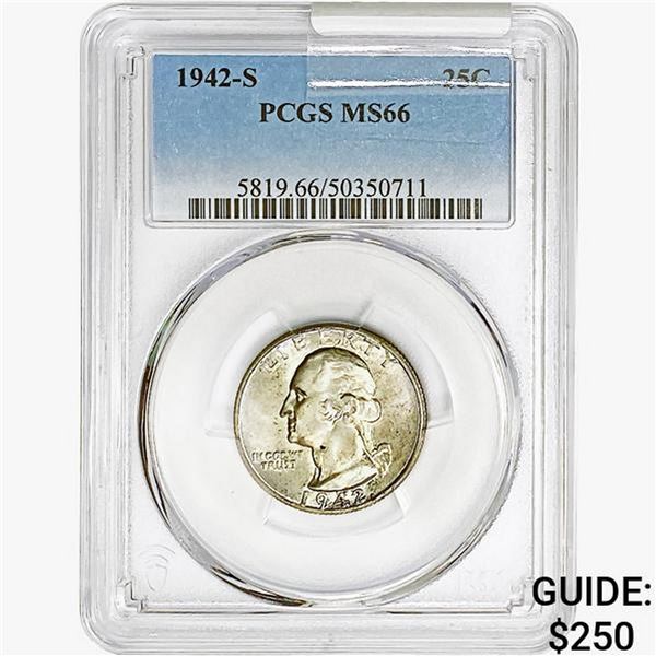 1942-S Washington Silver Quarter PCGS MS66