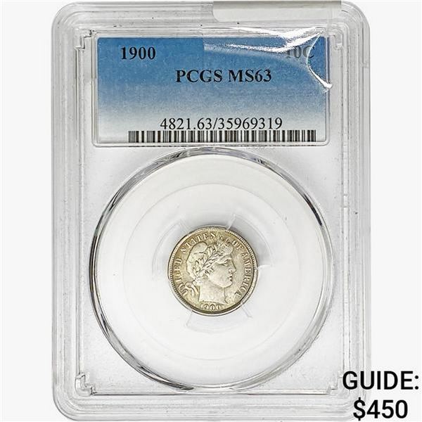 1900 Barber Dime PCGS MS63