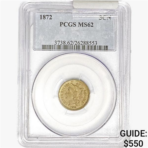 1872 Nickel Three Cent PCGS MS62