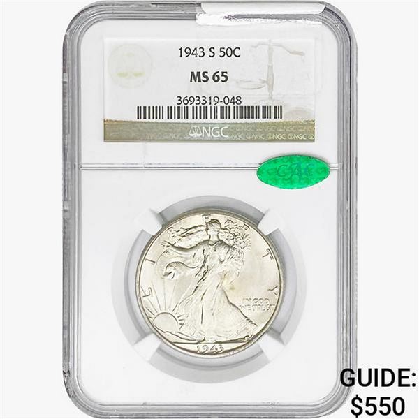 1943-S CAC Walking Liberty Half Dollar NGC MS65