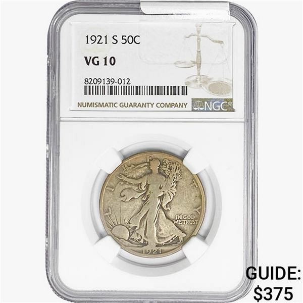 1921-S Walking Liberty Half Dollar NGC VG10