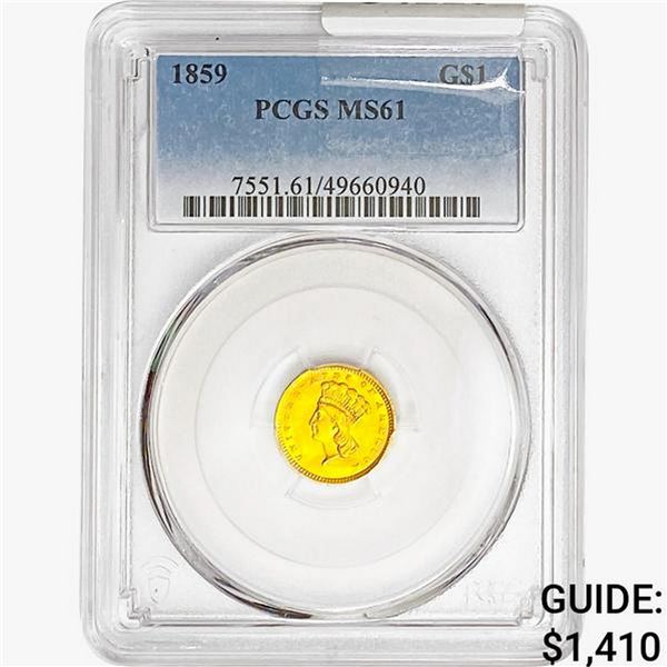 1859 Rare Gold Dollar PCGS MS61