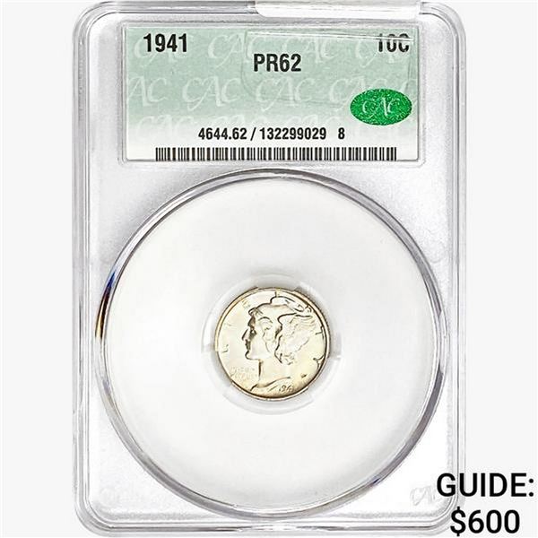 1941 Mercury Silver Dime CAC PR62