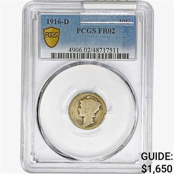 1916-D Mercury Silver Dime PCGS FR02