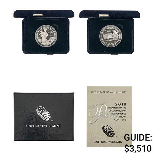 2018 1oz Pt. U.S. Mint $100 Declaration of Independence