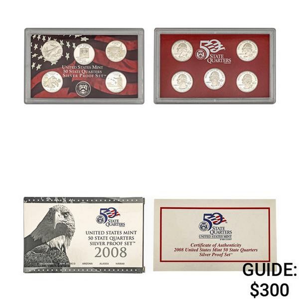 [5 Coin] 2008 U.S. Mint 50 State 25C Silver PF Set