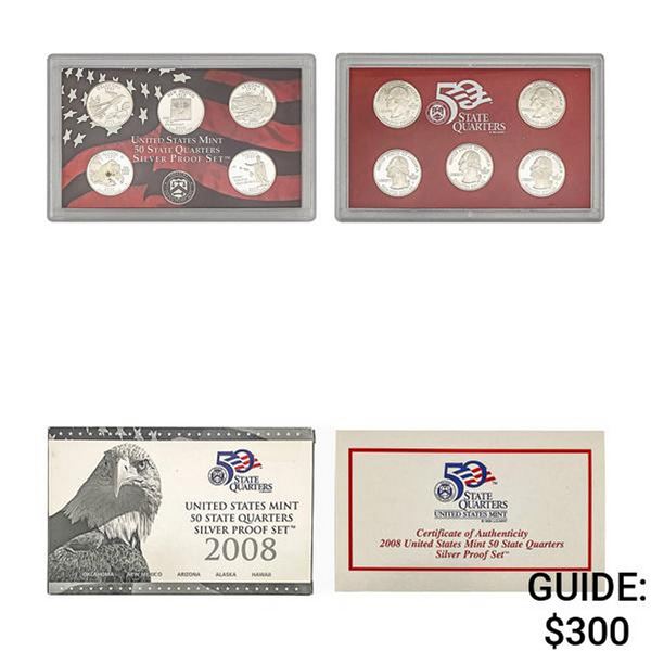 [5 Coin] 2008 U.S. Mint 50 State 25C Silver PF Set