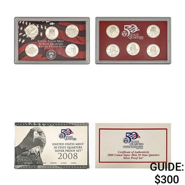 [5 Coin] 2008 U.S. Mint 50 State 25C Silver PF Set