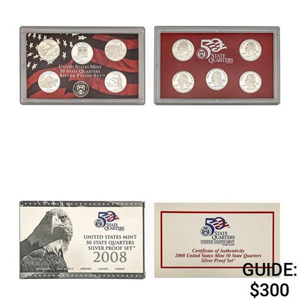 [5 Coin] 2008 U.S. Mint 50 State 25C Silver PF Set
