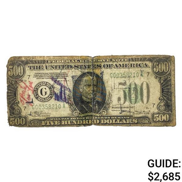 FR. 2202-G 1934-A $500 FRN CHICAGO, IL