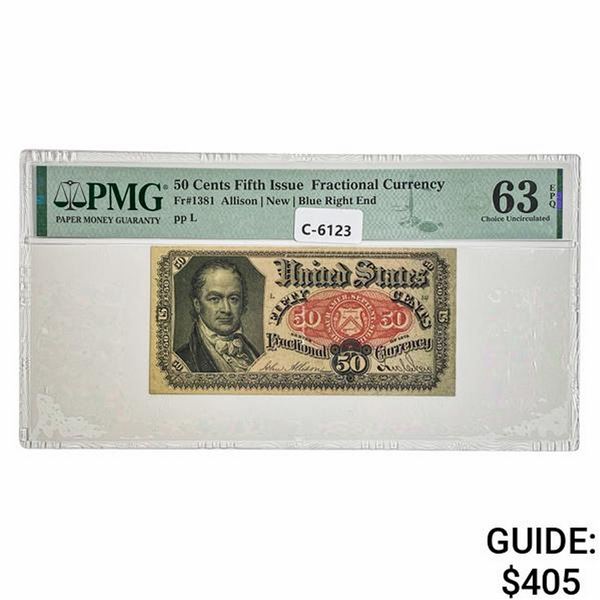 50 CENTS FIFTH ISSUE FRACTIONAL PMG UNC-63EPQ