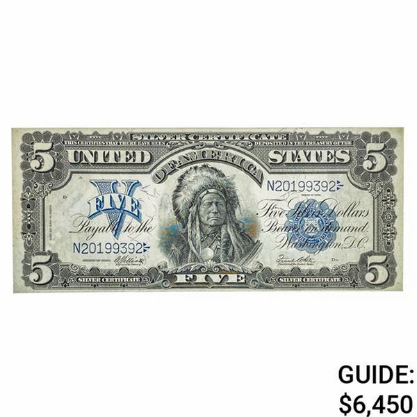 FR. 280m 1899 $5 CHIEF SILVER CERTIFICATE AU