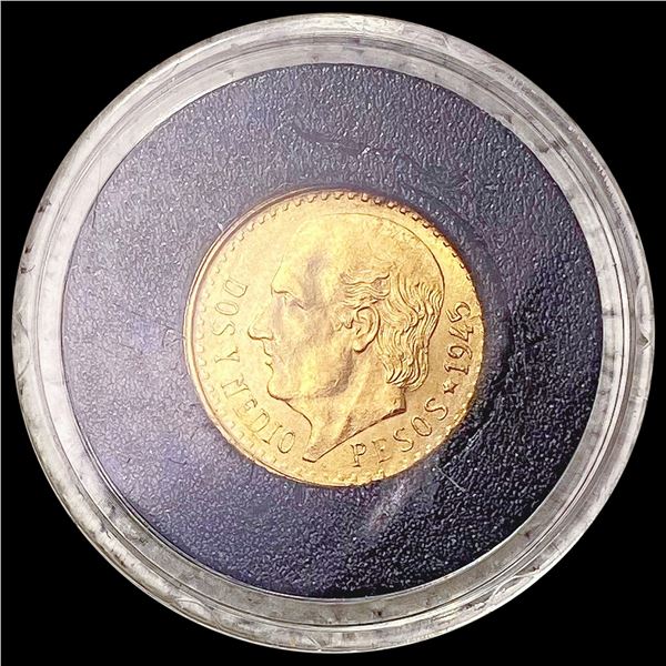 1945 Mexico Gold 2.5 Pesos UNCIRCULATED