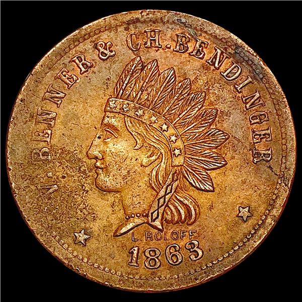 1863 Winer & Liquor Token LIGHTLY CIRCULATED