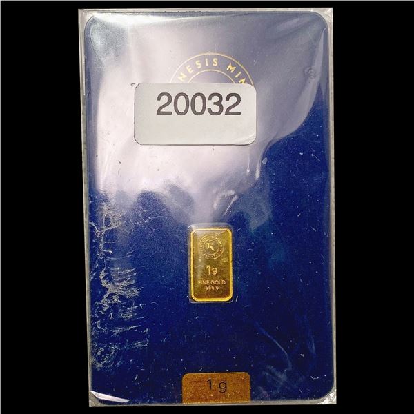 Kinesis 1g Gold Bar UNCIRCULATED