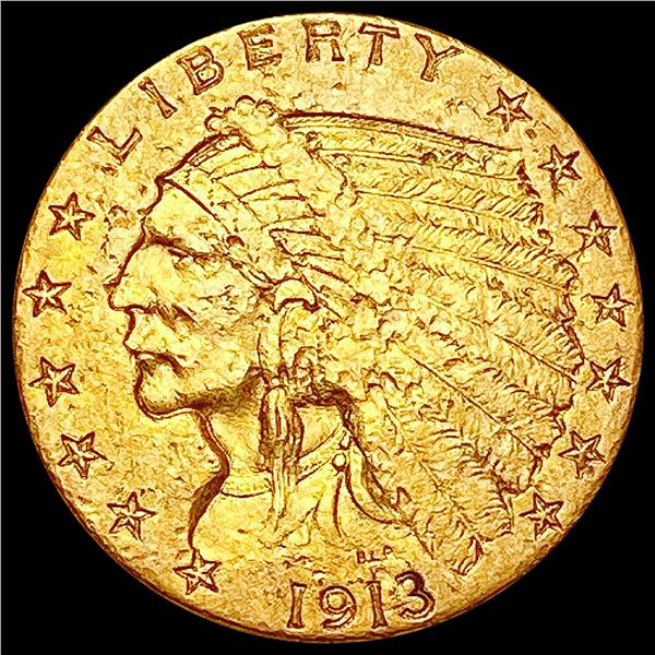 1913 $2.50 Gold Quarter Eagle CLOSELY UNCIRCULATED