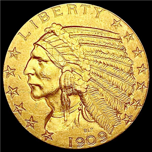 1909 $5 Gold Half Eagle CLOSELY UNCIRCULATED