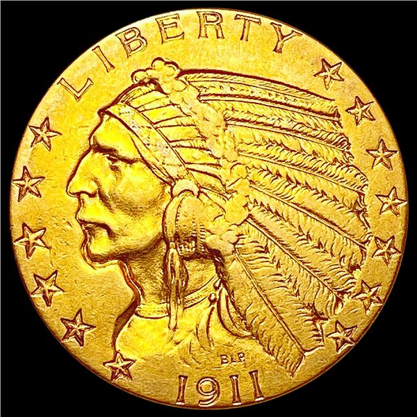 1911 $5 Gold Half Eagle CLOSELY UNCIRCULATED