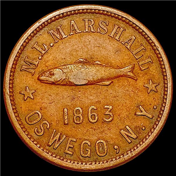 1863 Fish & Tackle Token NICELY CIRCULATED