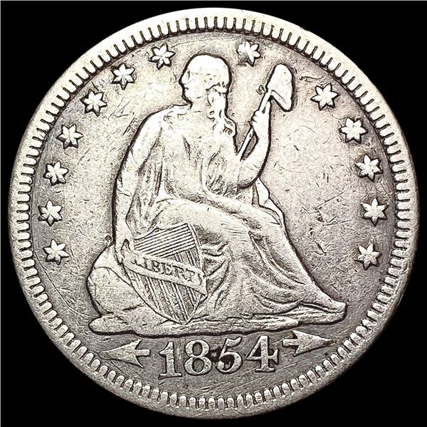 1854 Seated Liberty Quarter NEARLY UNCIRCULATED