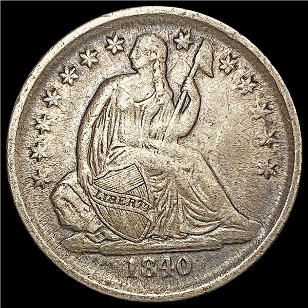 1840-O No Drapery Large O Seated Liberty Dime NEARLY UNCIRCULATED