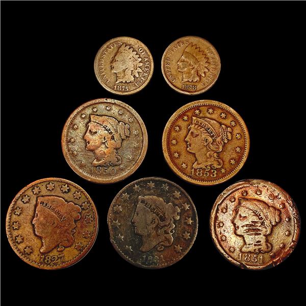 [7] 1827-1878 Small and Large Cents HIGH GRADE