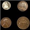 Image 1 : [4] Varied US Coinage (1916-S, 1864, 1854, 1914) LIGHTLY CIRCULATED