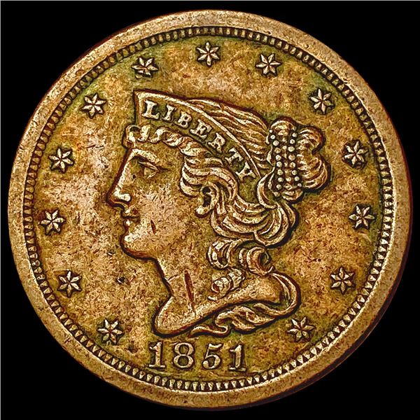 1851 Braided Hair Half Cent LIGHTLY CIRCULATED